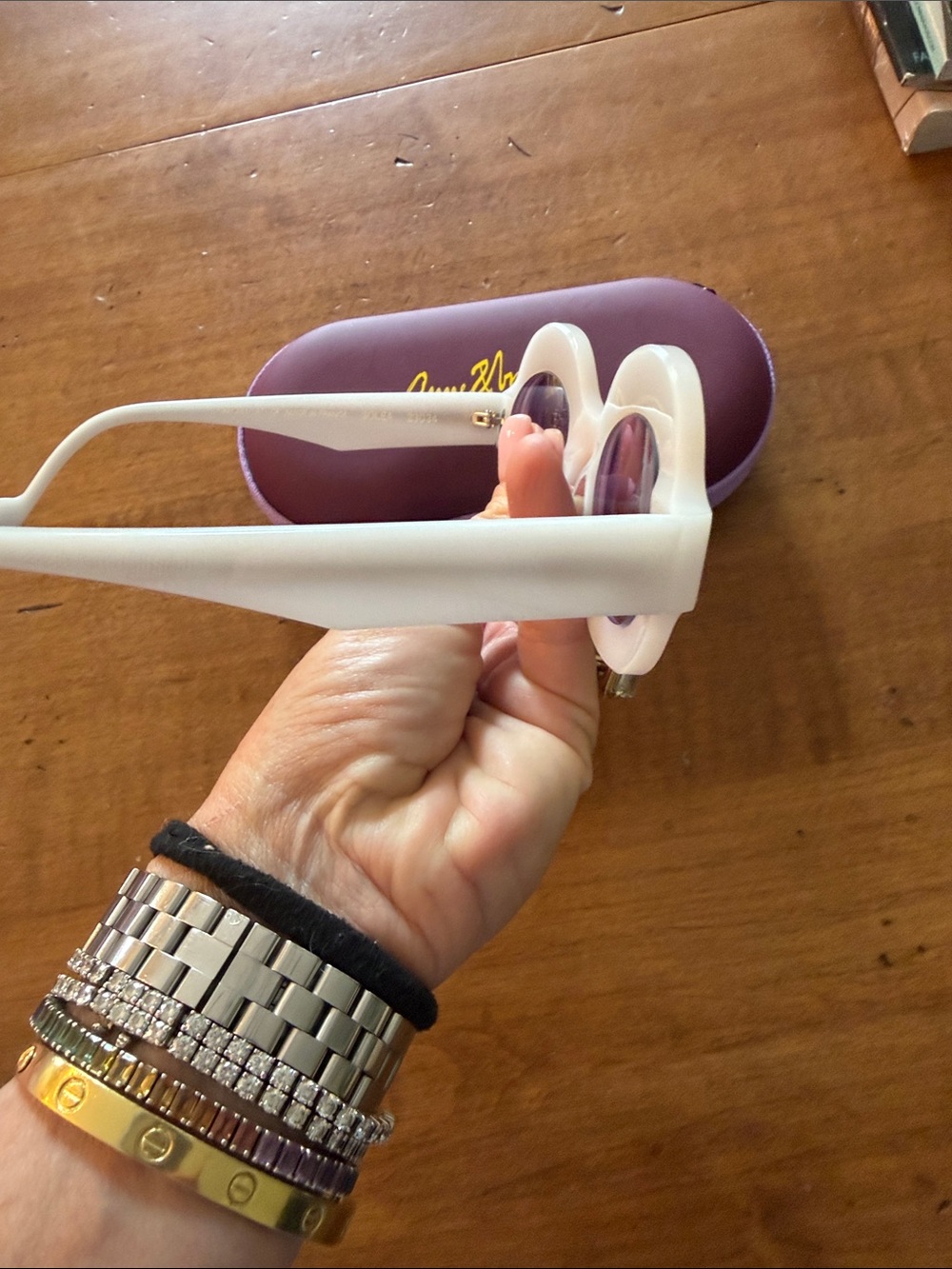 Le Specs White Frame Sunglasses with Lavender Lenses - Picture 5 of 5